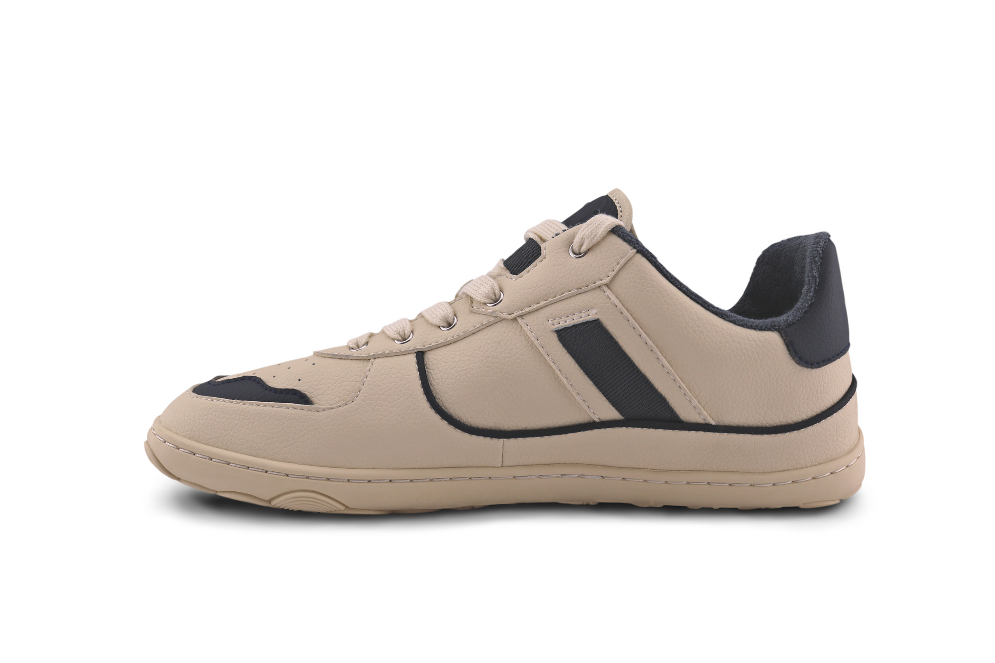 Inside view of INKY vegan sneaker with navy details.