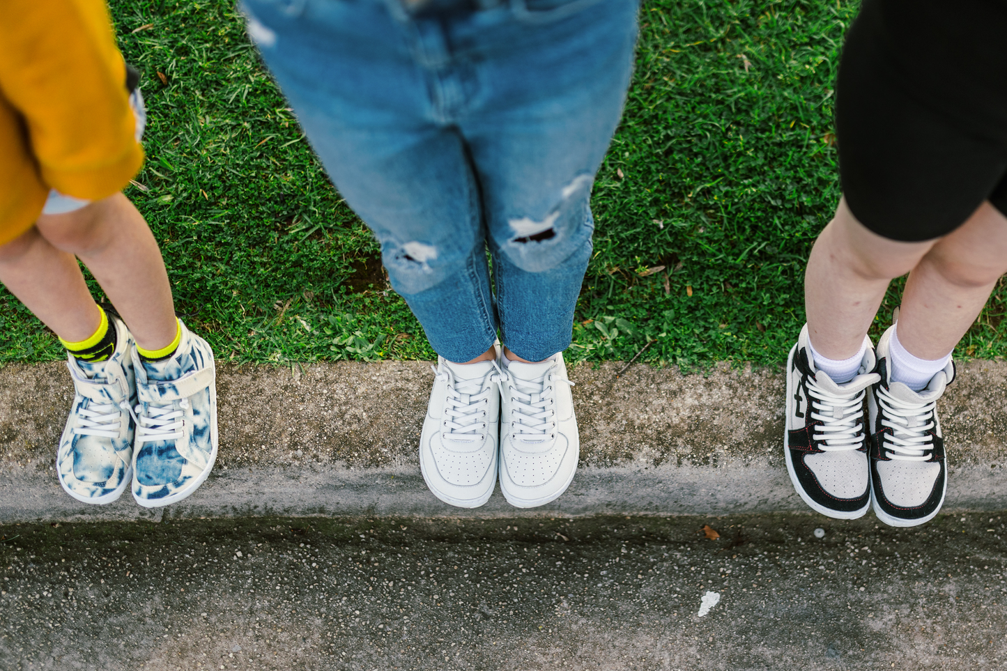 Kids in various PaperKrane barefoot kids shoes