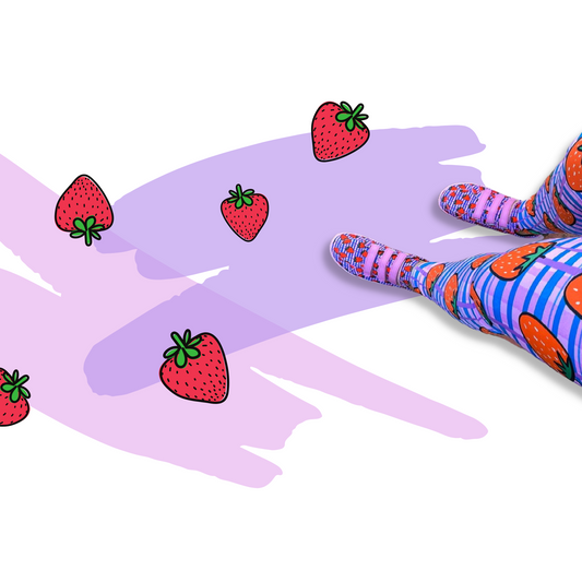 PAPERKRANE BAREFOOT SHOES WITH COOKIES+SCREAM STRAWBERRIES ON THEM. 