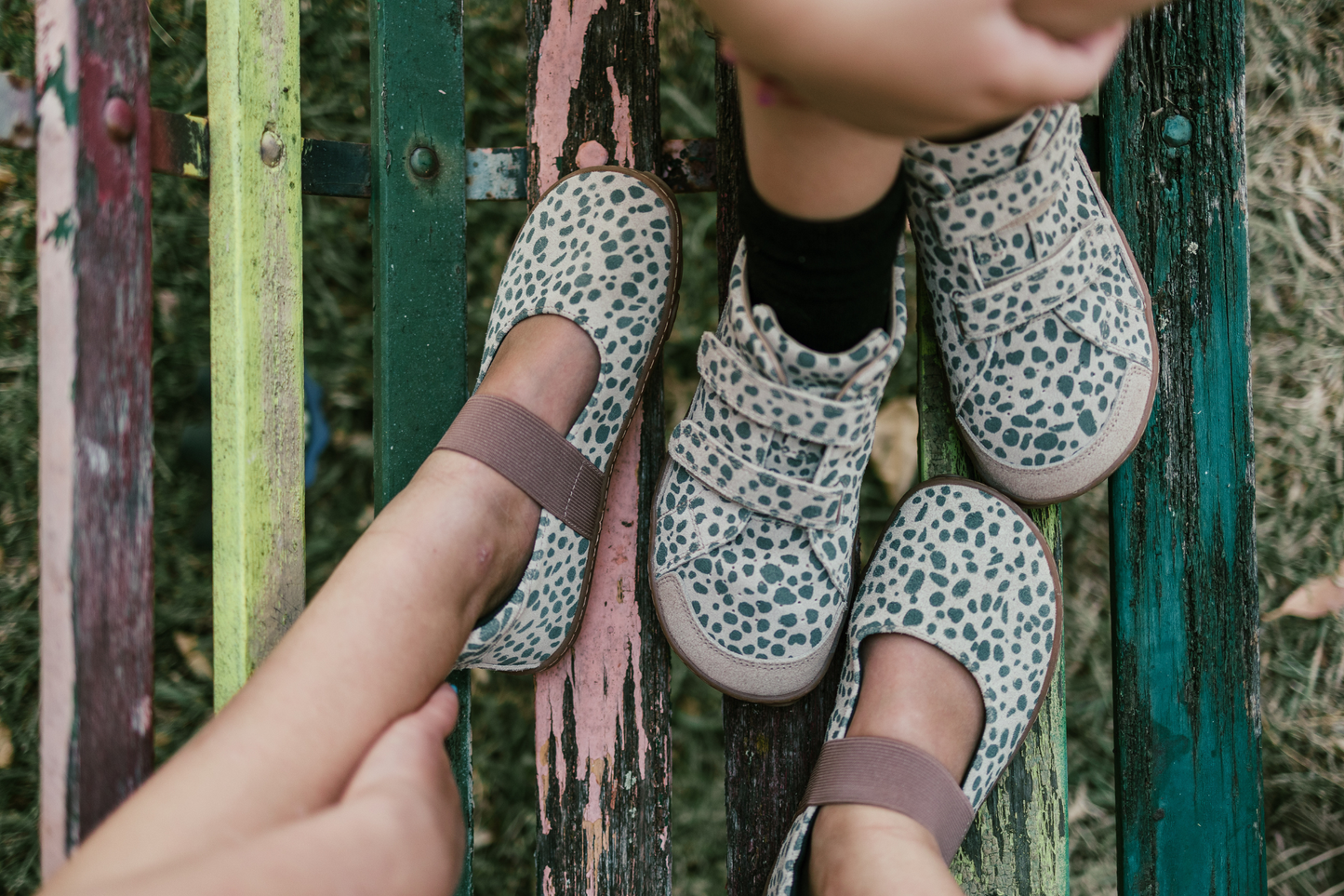 Cheetah print PK in mary jane and velcro styles. Kids and adults. 