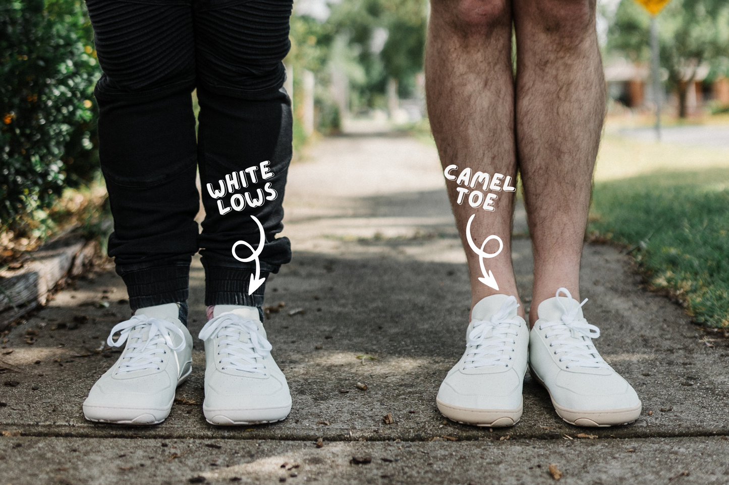 WHITE LOWS AND CAMEL TOE FRONT COMPARISON