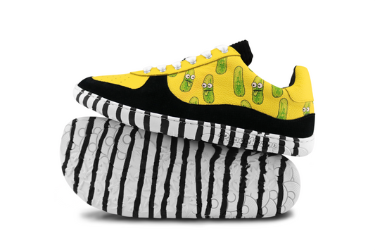 PICKLE LOWS VIEW FROM THE SIDE, SHOWING THE BAREFOOT STYLE ZEBRA SOLE