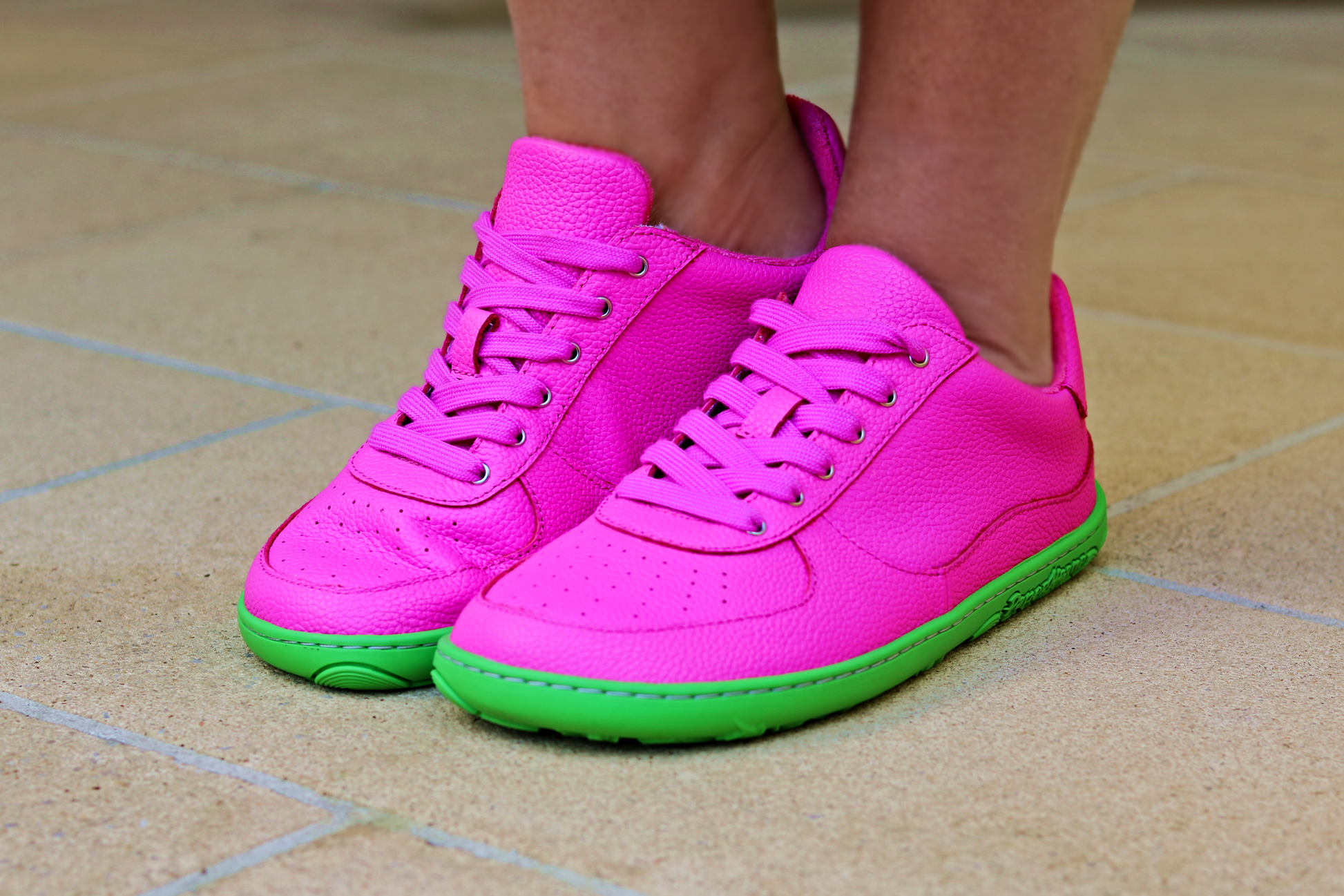 Neon pink and green shoes shop