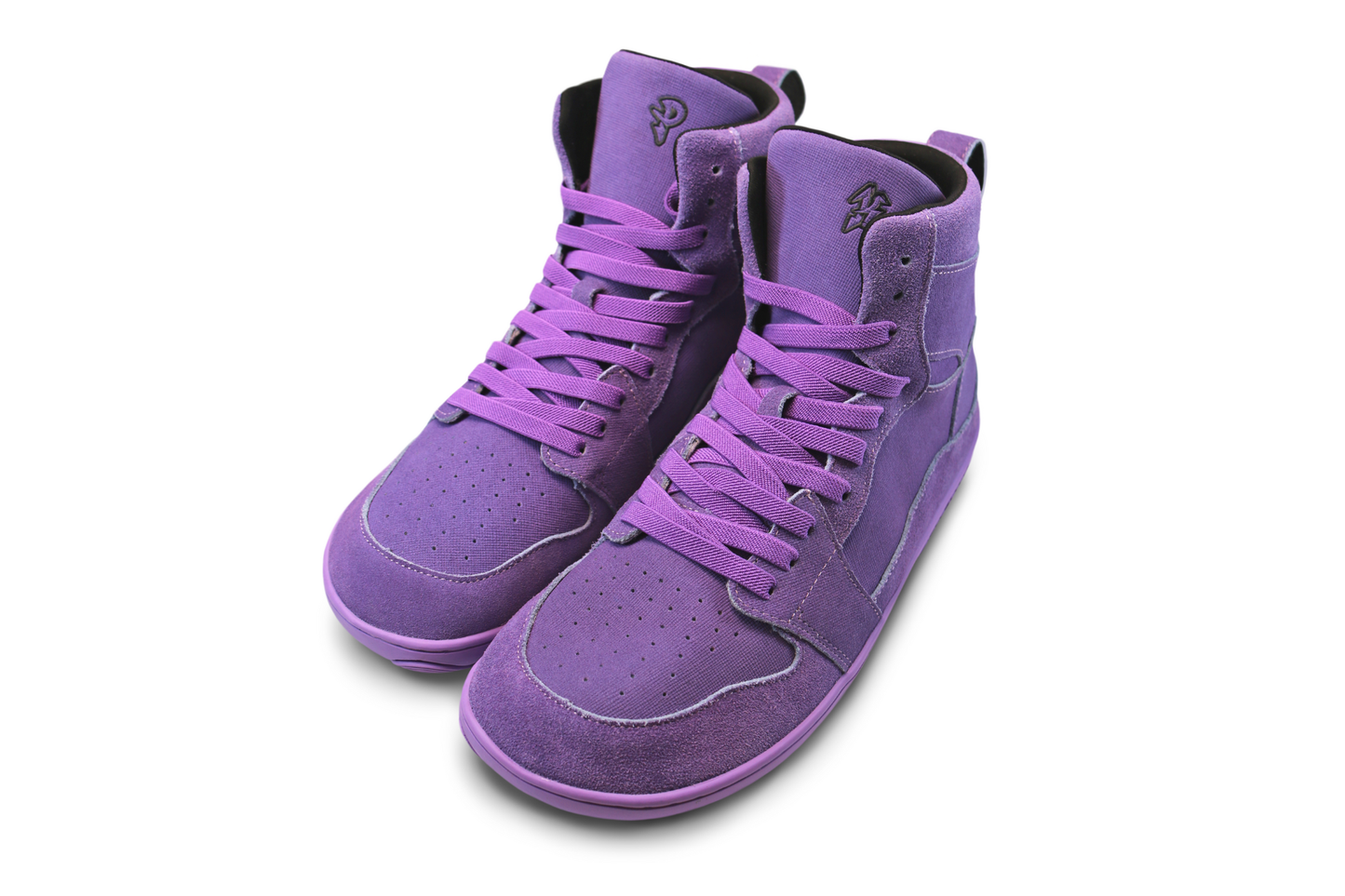 Purple high-top sneakers on a white background