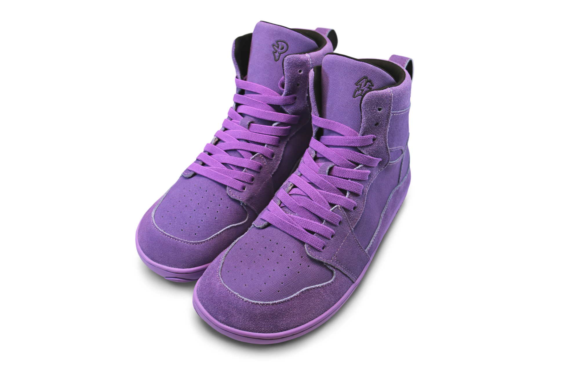 Purple high-top sneakers on a white background