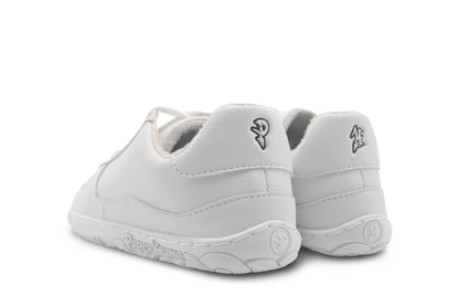 WHITE LOW SNEAKERS FROM THE BACK, WITH BLACK P AND K LOGOS